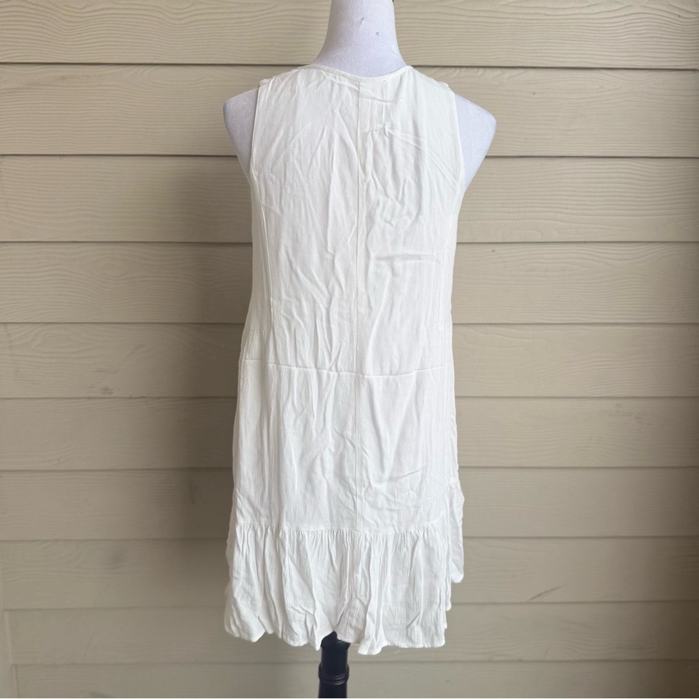 Symphony S White Sleeveless Mini Dress Tassel Tie Front Boho Summer Lined - Picture 5 of 9